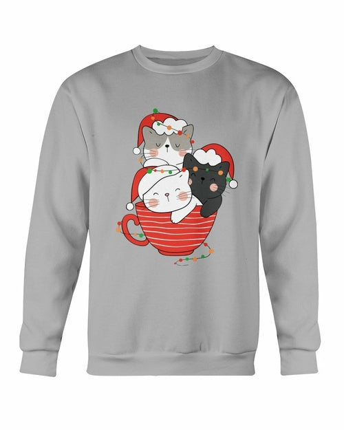 Sudadera de Navidad con copa de gatos lindos