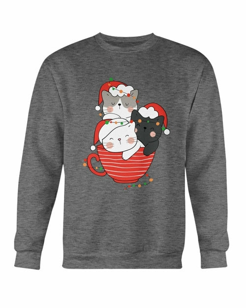 Sudadera de Navidad con copa de gatos lindos