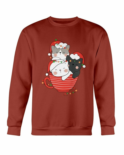 Sudadera de Navidad con copa de gatos lindos