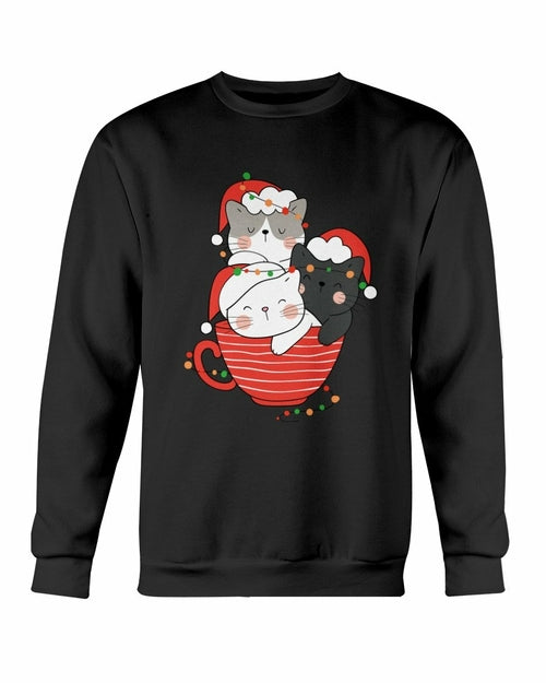 Sudadera de Navidad con copa de gatos lindos