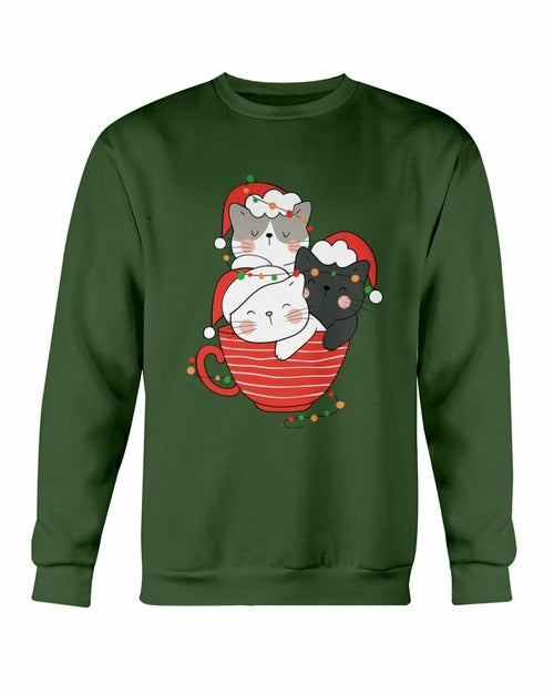 Sudadera de Navidad con copa de gatos lindos