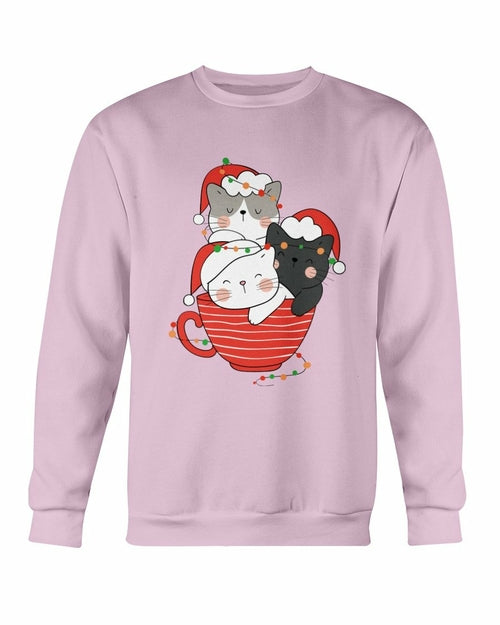 Sudadera de Navidad con copa de gatos lindos
