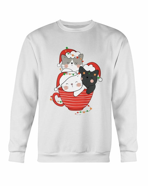 Sudadera de Navidad con copa de gatos lindos