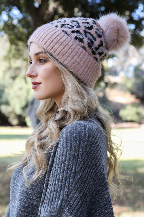Gorro de punto de leopardo salvaje